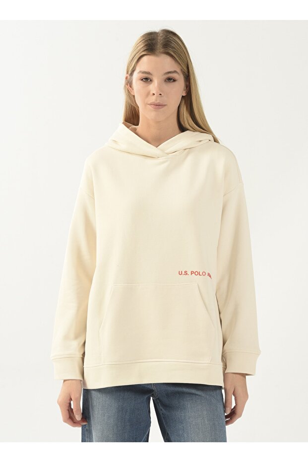 Hooded Collar Beige Women's Sweatshirt Know