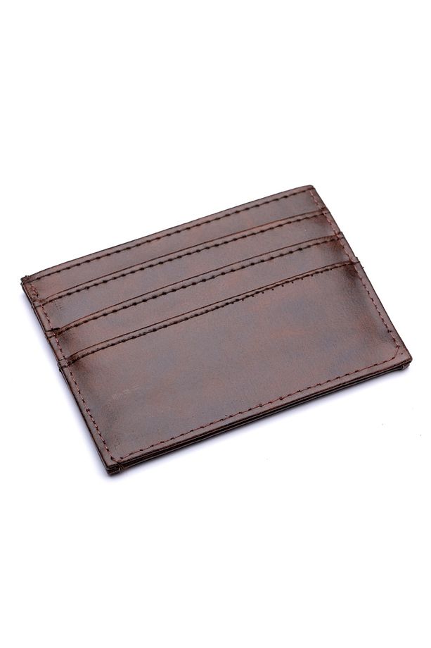 Kahverengi Kaliteli Kartlık/cüzdan Kullanışlı Unisex Kağıt Para Bölmeli - 3