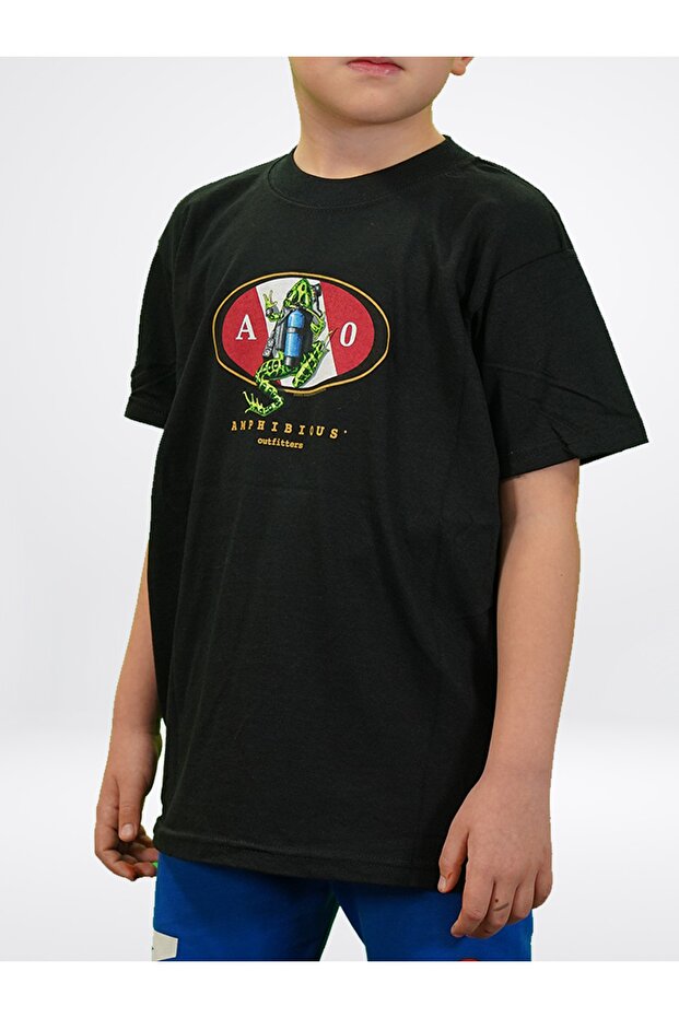 Frog Flag Black Kids T-shirt