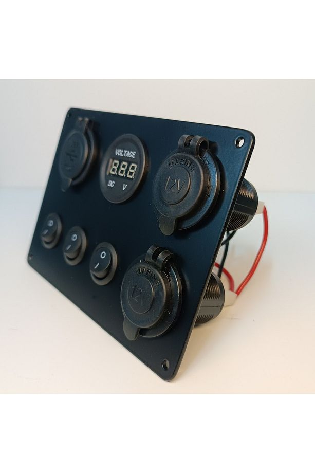 Switch Panel 3'lü Usb, Çift Çakmaklık, Voltmetre - 2