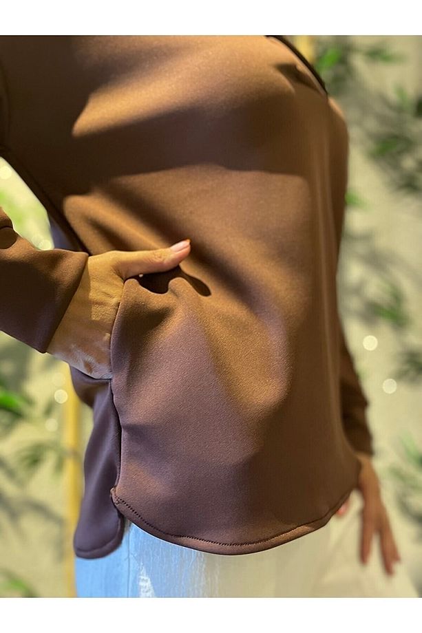 Kapüşonlu Dalgıç Kumaş Sweatshirt - 5