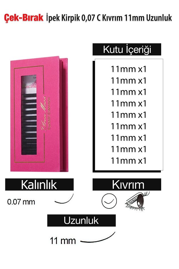 Çek-bırak Ipek Kirpik 0,07 C Kıvrım 11mm Uzunluk - 4