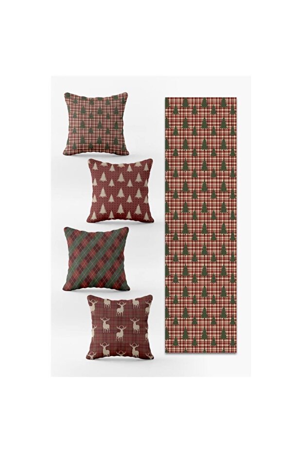 New Year's Special Set 4 Throw Pillows and 1 Runner