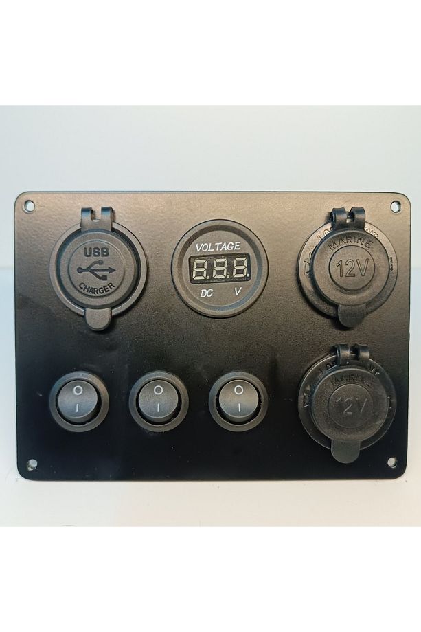Switch Panel 3'lü Usb, Çift Çakmaklık, Voltmetre - 1