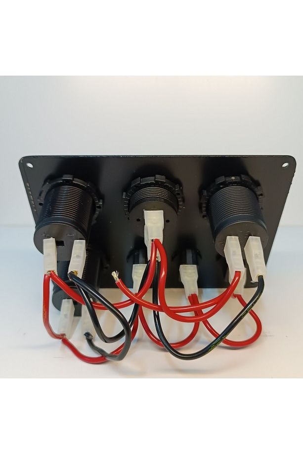 Switch Panel 3'lü Usb, Çift Çakmaklık, Voltmetre - 4