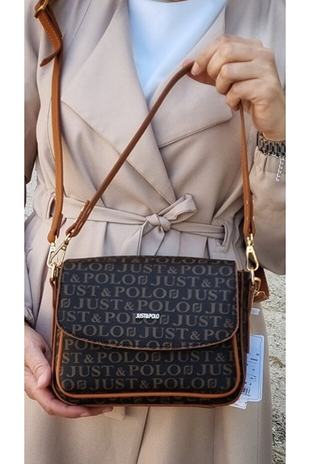 Women's Coffee Tan Two Straps 3 Compartment Shoulder and Crossbody Bag Jps2185 Brown Tan
