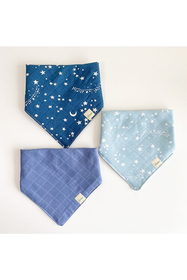 3-Piece Double Layer 100% Cotton Muslin Baby Drool Bib-Scarf Set