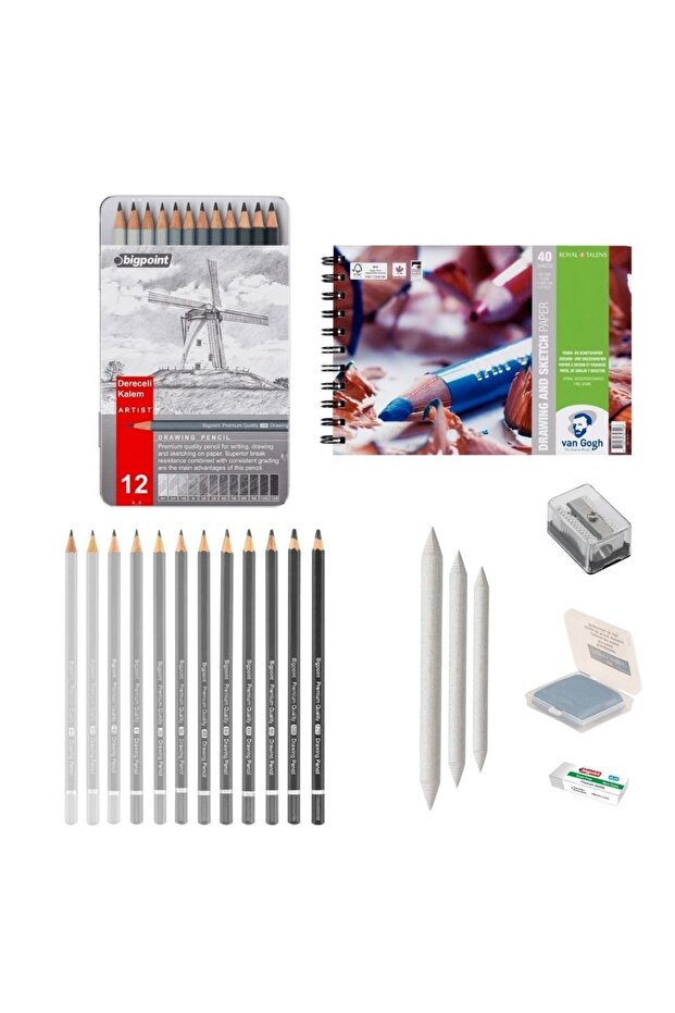 Sketch Starter Set 1 + Graduated Pen + A5 Notebook + Dispenser Set + Eraser + Opener + Dough Eraser