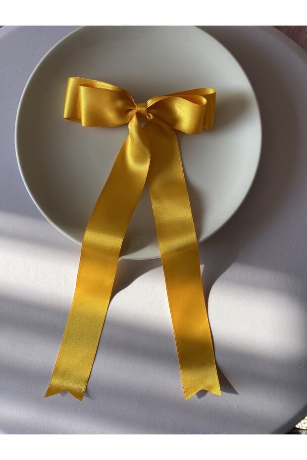 Women's Yellow Satin Bow Automatic Buckle