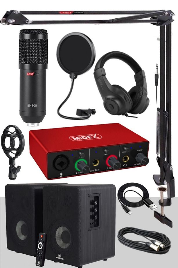 Referans Paket-1 Maxword Monitör Ses Kartı Bm800 Mikrofon Stand - 1