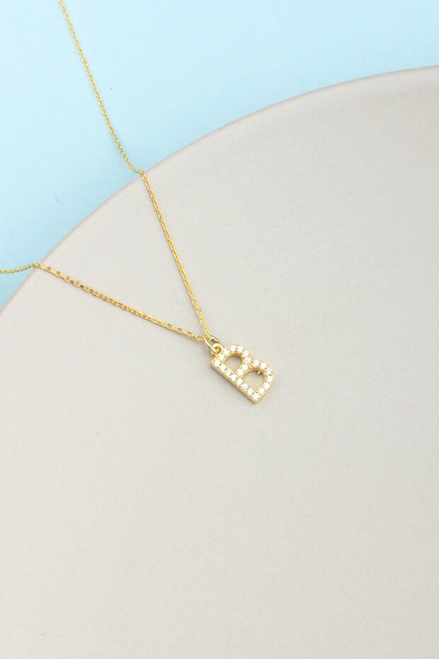 925 Ayar Gümüş B Harf Kolye - 1