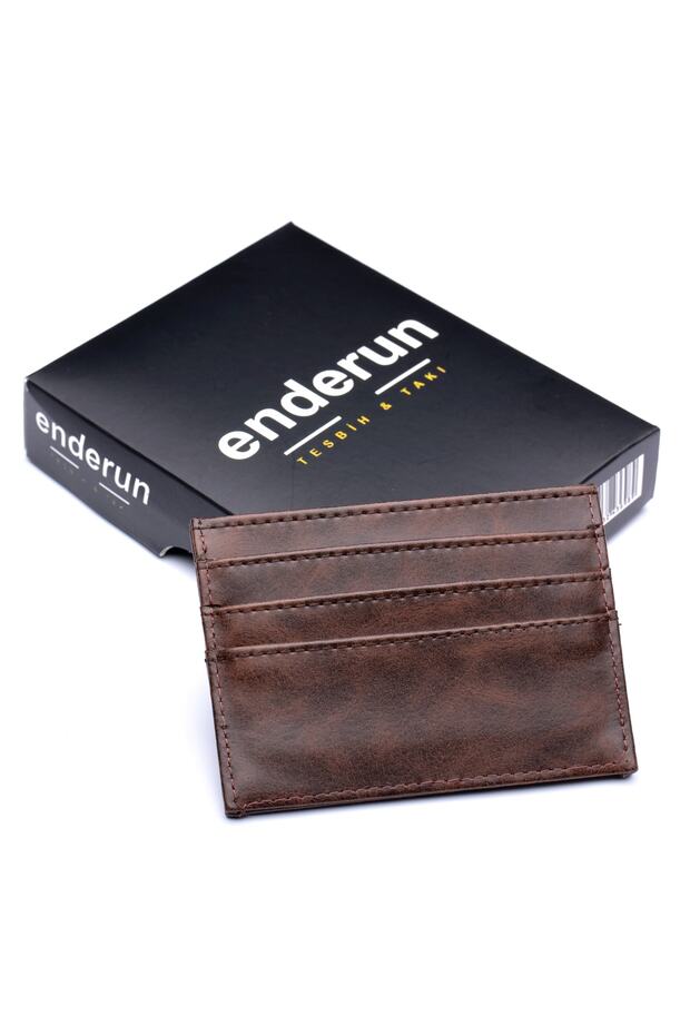 Kahverengi Kaliteli Kartlık/cüzdan Kullanışlı Unisex Kağıt Para Bölmeli - 4
