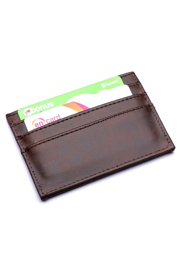 Kahverengi Kaliteli Kartlık/cüzdan Kullanışlı Unisex Kağıt Para Bölmeli - 6