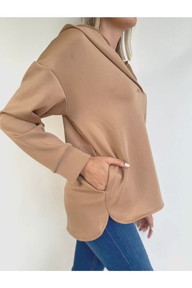 Kapüşonlu Dalgıç Kumaş Sweatshirt - 4