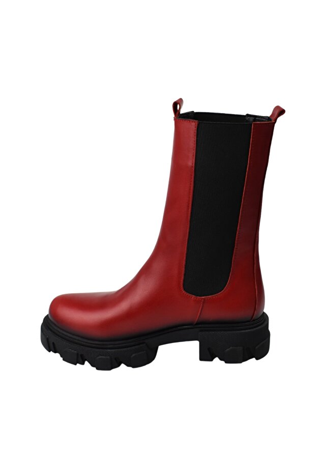 Çift Lastikli Kırmızı Hakiki Deri Bot - 2