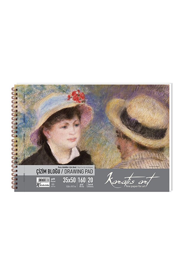 Karatis Spiral Drawing Block, White Paper, 20 Sheets, 160 Gr, (35X50 cm)