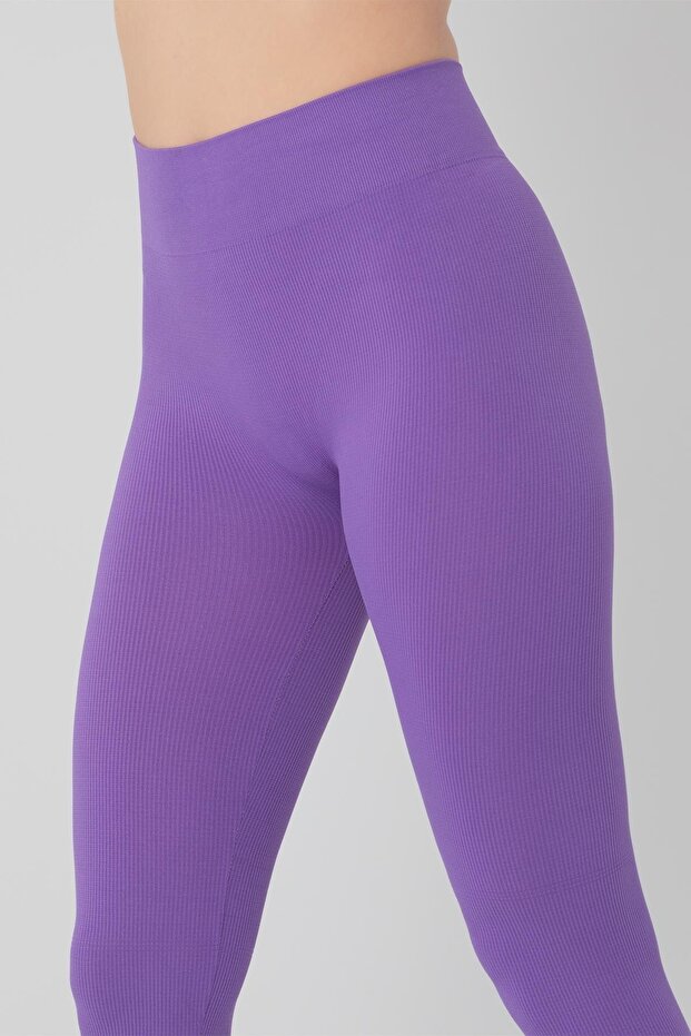 Dikişsiz Örme Yüksek Bel Tayt - 5