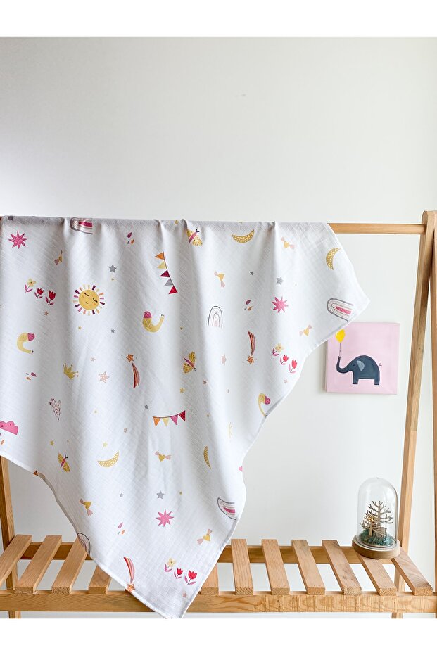 Patterned Multi-Purpose Muslin Blanket 100x85 Cm