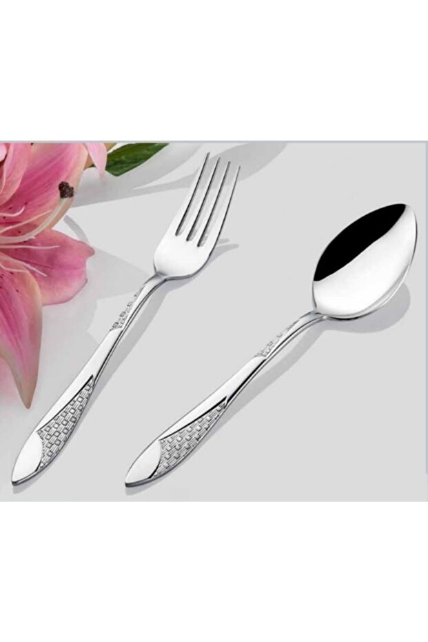 طقم ملاعق وشوكة من الخوص مكون من 60 قطعة في صندوق - 1