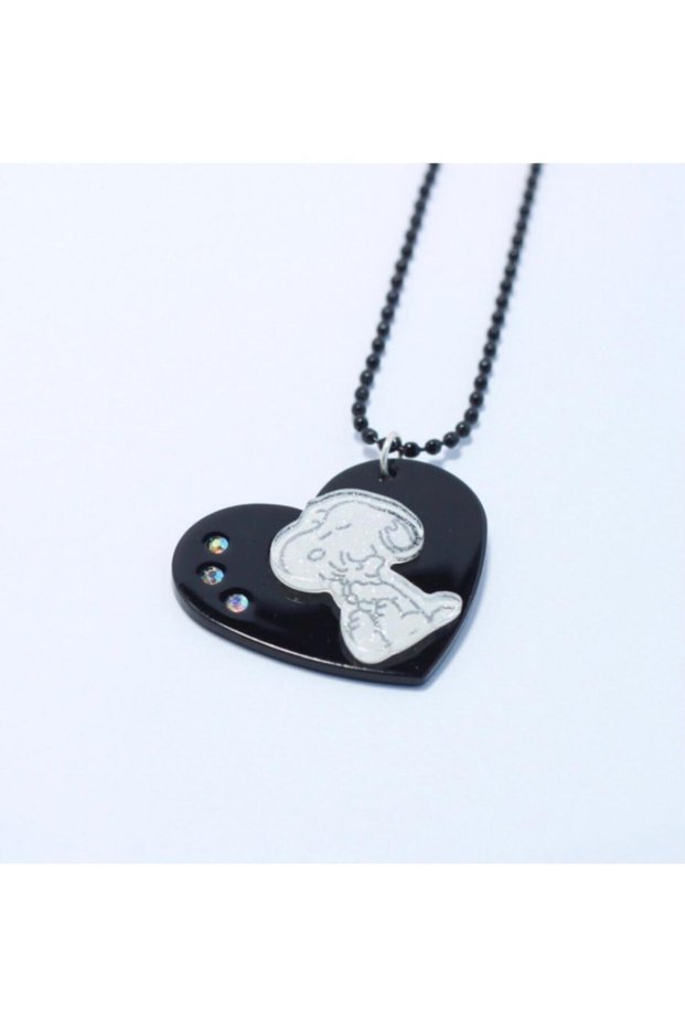Necklace-snoopy-heart-black Color