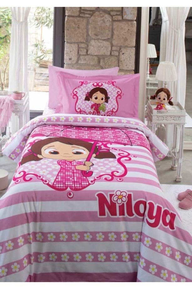 Pembe Niloya Baskılı Tek Kişilik Nevresim Takımı - 1