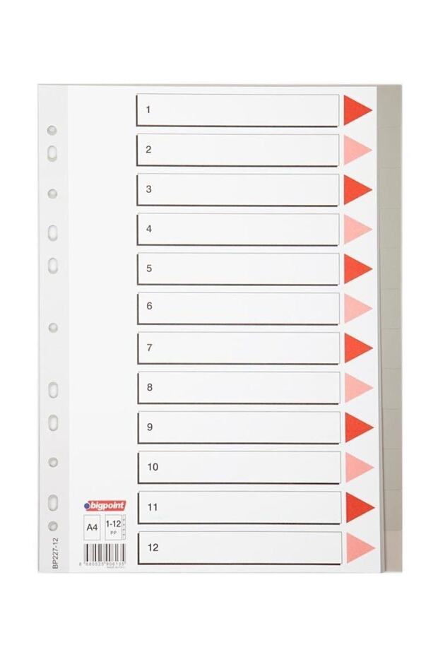 A4 Separator 1-12 Number Plastic