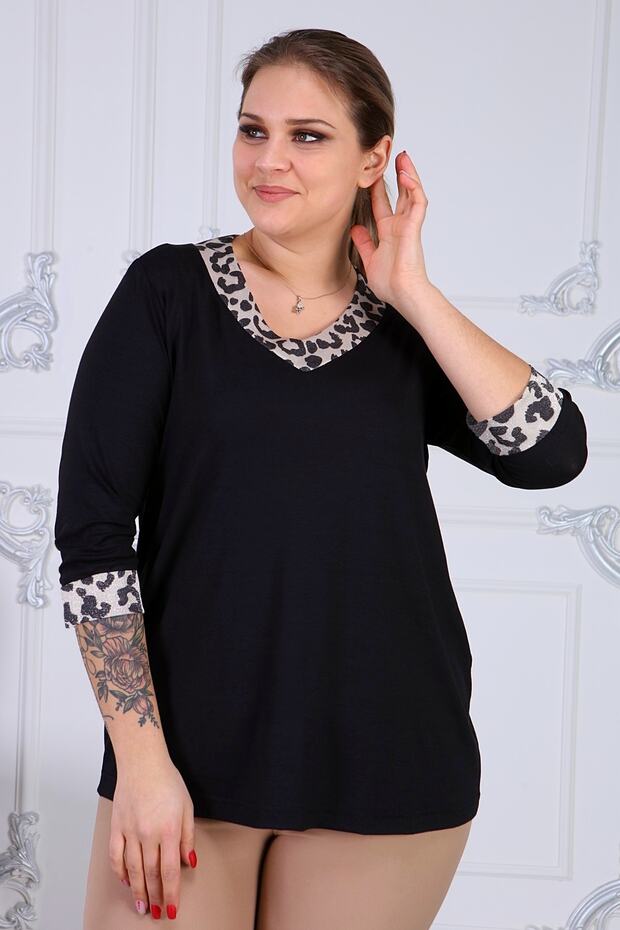 Bluză neagră Plus Size pentru damă - 1