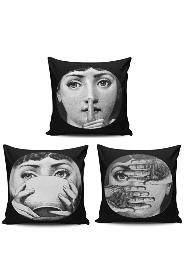 غطاء وسادة مطبوع رقميًا مكون من 3 قطع من Fornasetti