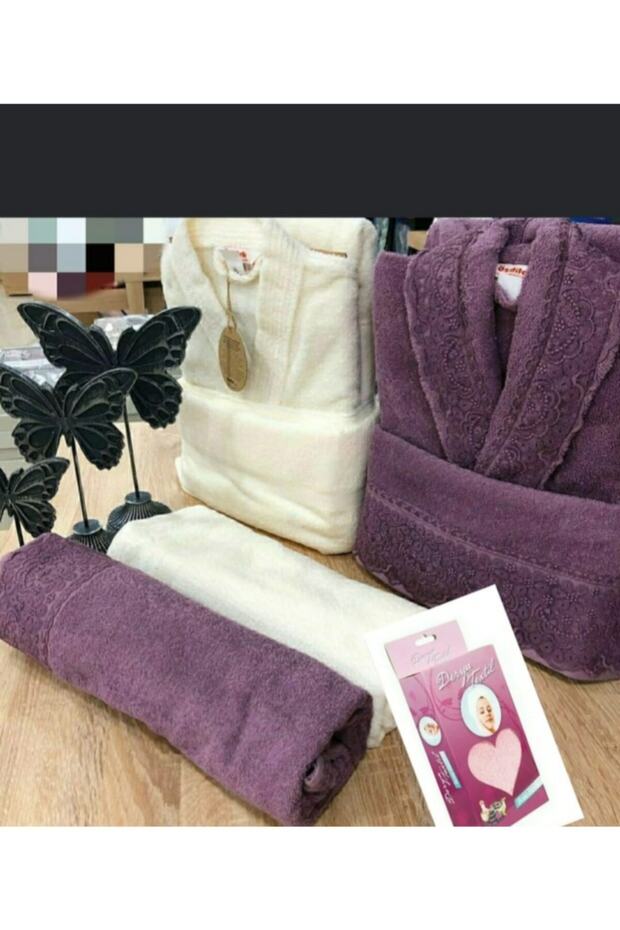 Güpürlü Bornoz Seti 6 Parça - 1