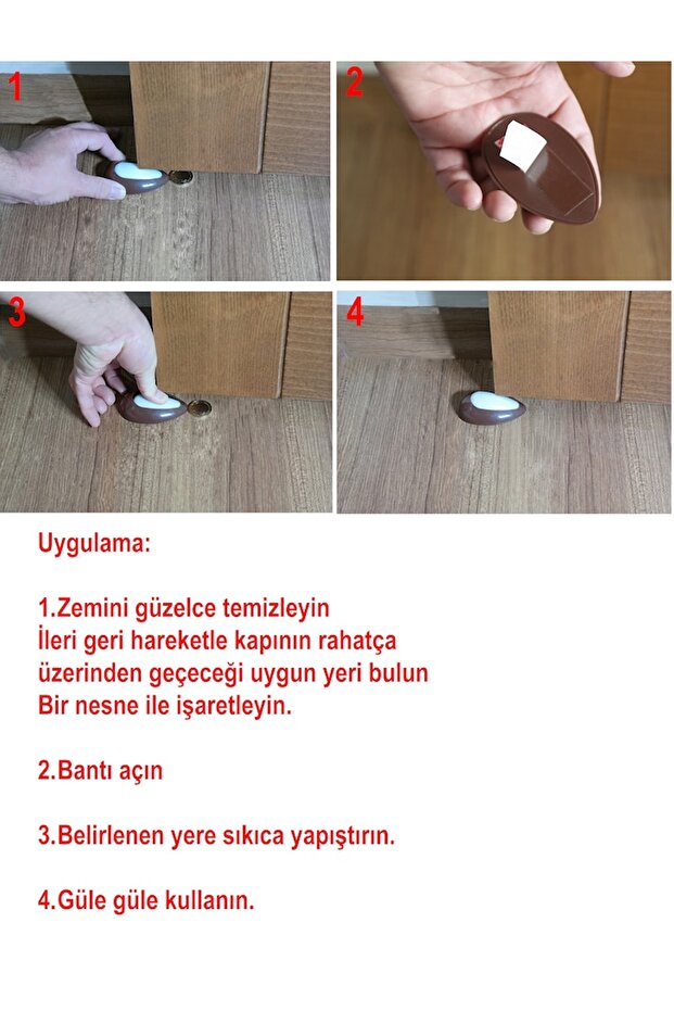 Yere Yapışan 3 Adet Kahverengi Kapı Stoperi - 4