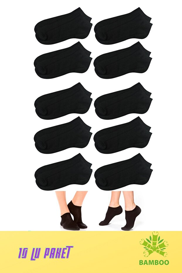 10 Çift Bambu Dikişsiz Kısa Çorap - 1
