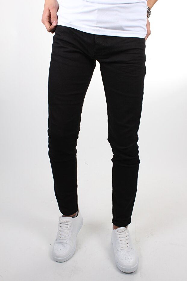 Men's Black Straight Slim-fit Lycra Skinny Leg Jeans