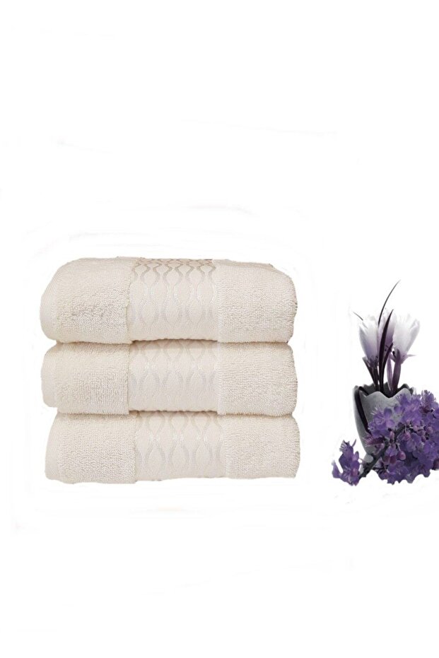 Elissa Cream Face Towel - 50X80 Cm, Set of 3