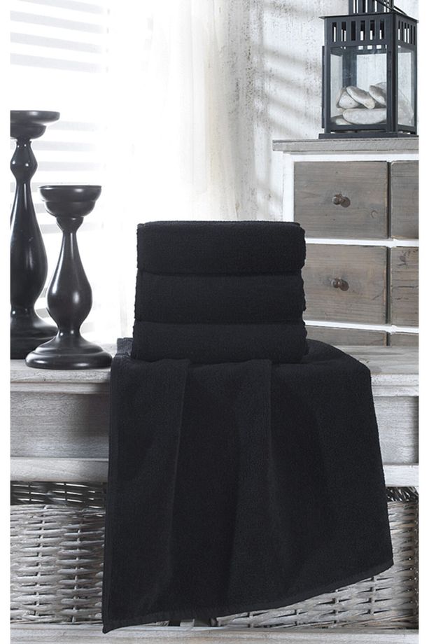 4 Lü Paket Boya Tutmayan Mikrofiber El Yüz Spor Kuaför Berber Havlusu 50x90 Siyah - 3