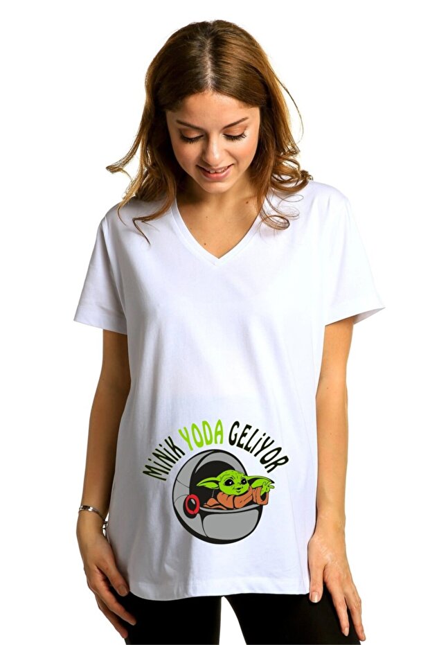 Little Yoda is Coming Printed Maternity T-Shirt