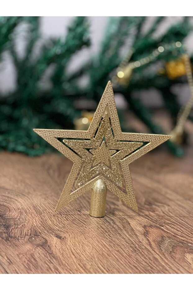 Christmas Pine Tree Star Tepelik Gold 1 Piece 10 cm Plastic