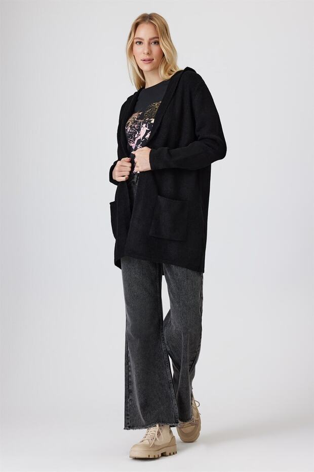 Carley Women's U.Sleeve Cap. Cardigan Black