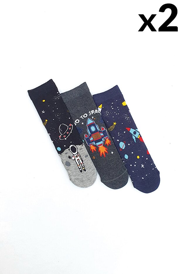 Παιδικές κάλτσες 6 συσκευασιών Space Pattern - 1