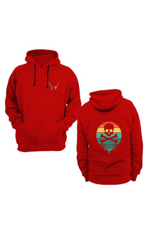 Skeleton Printed Red Sweatshirt - 1
