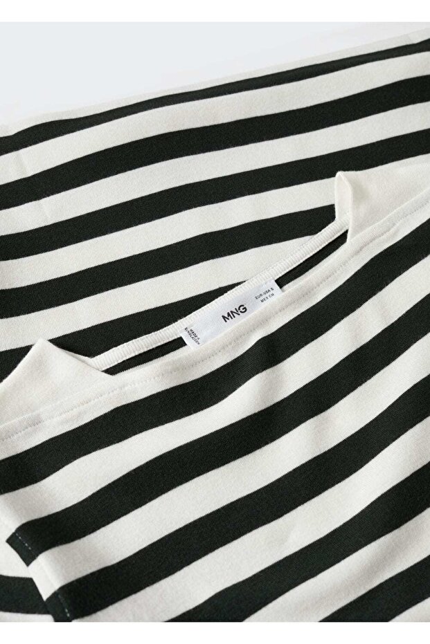 %100 Pamuklu Çizgili Tişört - 8