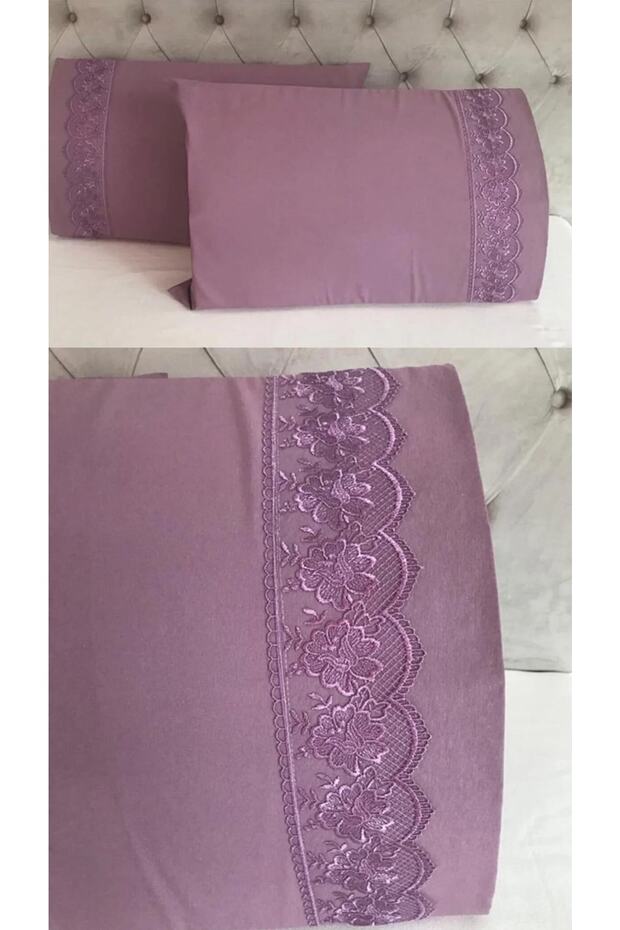 Lily French Laced Plum 2-Piece Pillow Case 50x70