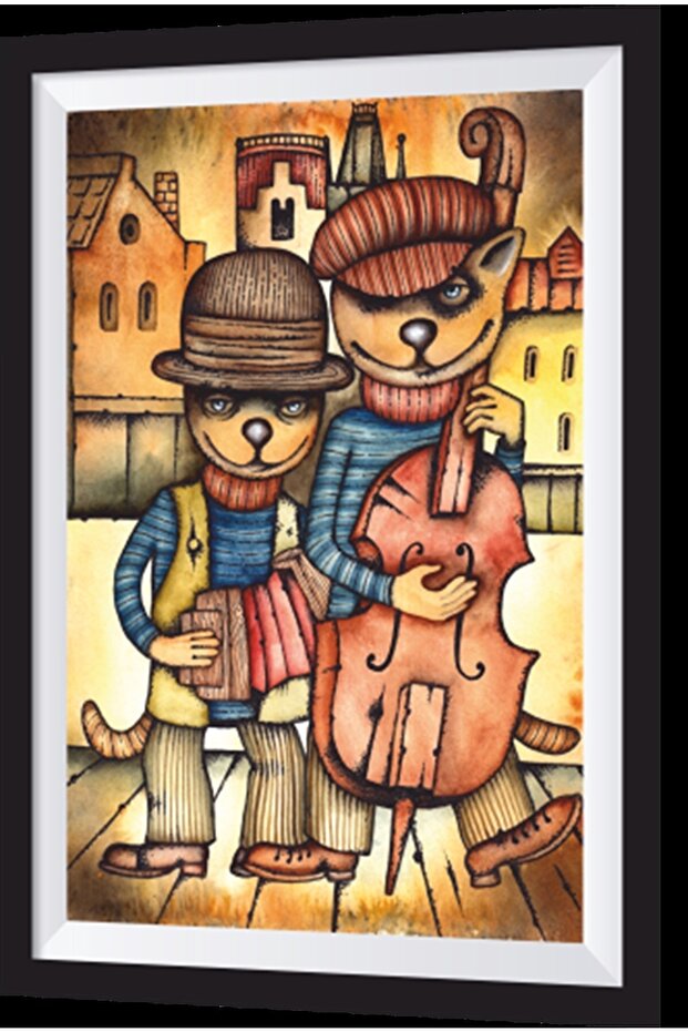 Musical Cats Artistic Frame Look Wooden Painting