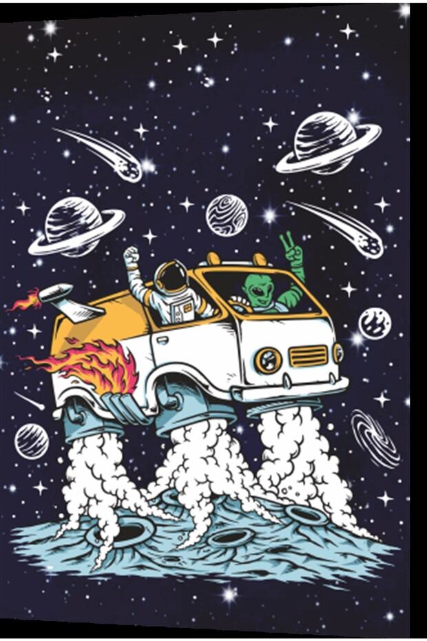 There Is Life in Space Fun Astronaut-11 Retro Wooden Poster