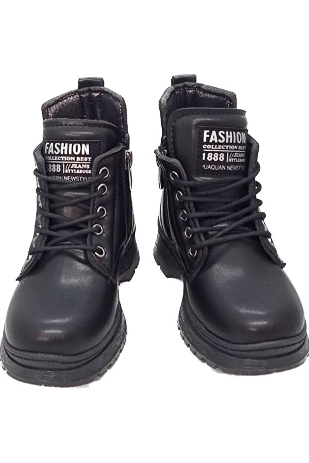 Black Girl's Zippered Waterproof Orthopedic Sole Boots