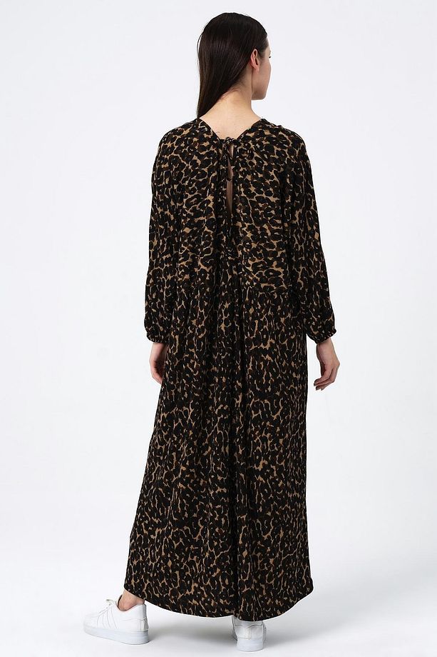 Desenli V Yaka Oversize Elbise (b22-401a) - 5