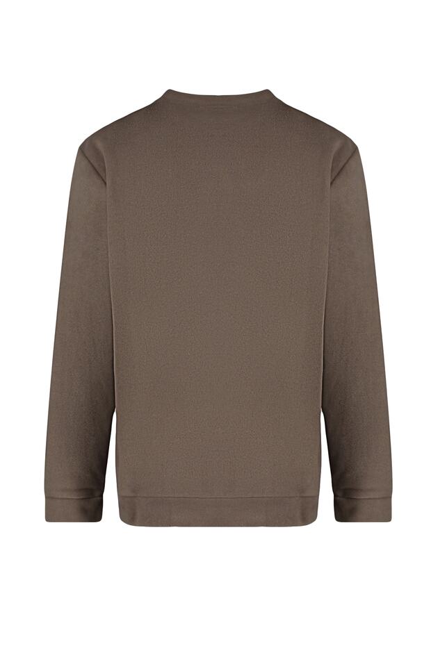 Kahverengi Regular/Normal Kesim Bisiklet Yaka Anti-pilling Polar Sweatshirt TMNAW23SW00340 - 9