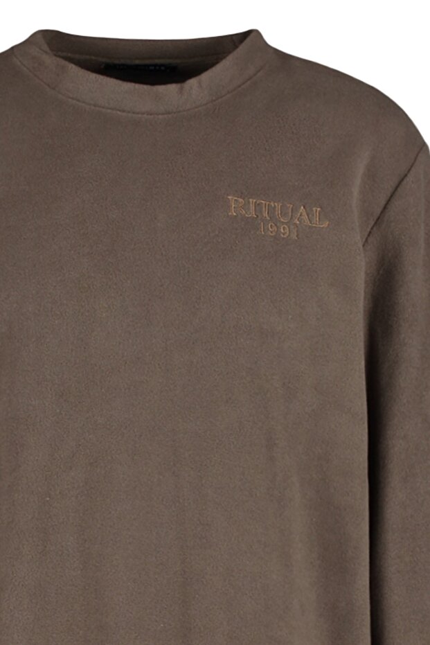 Kahverengi Regular/Normal Kesim Bisiklet Yaka Anti-pilling Polar Sweatshirt TMNAW23SW00340 - 8
