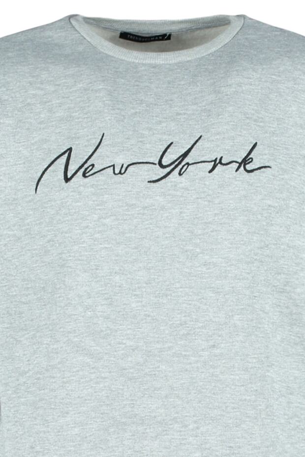 Bluza polarowa New York z haftem w kolorze szarym - regularny krój Tmnaw23Sw00481 - 11