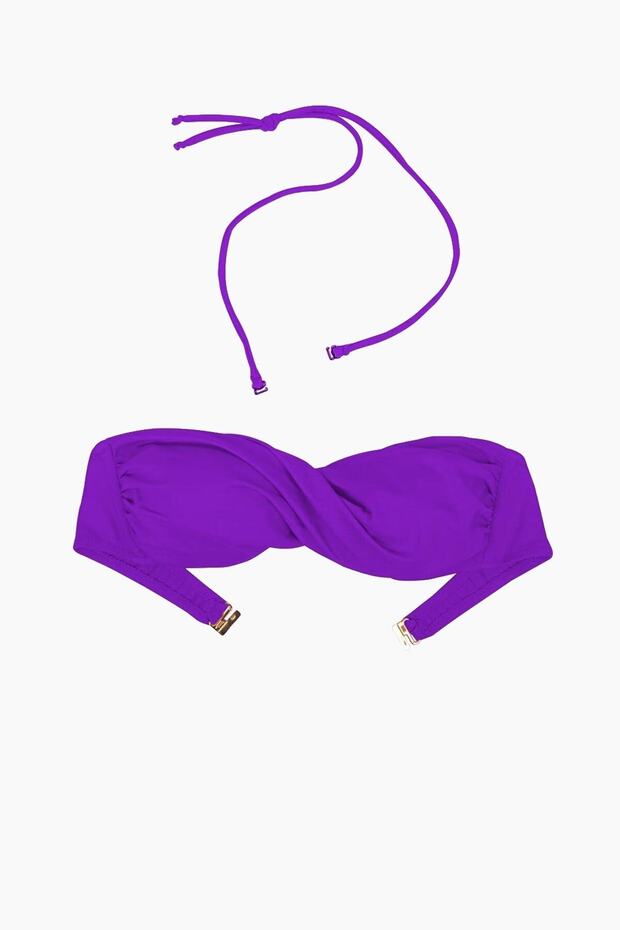 63508 Mor Burgu Straplez Bikini Üstü - 3