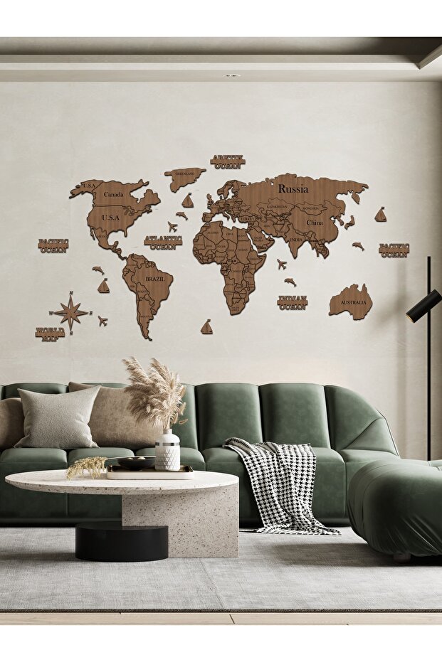 KEMSON World Map 2d Ahşap Dünya Haritası Duvar Dekoru - Fiyatı, Yorumları
